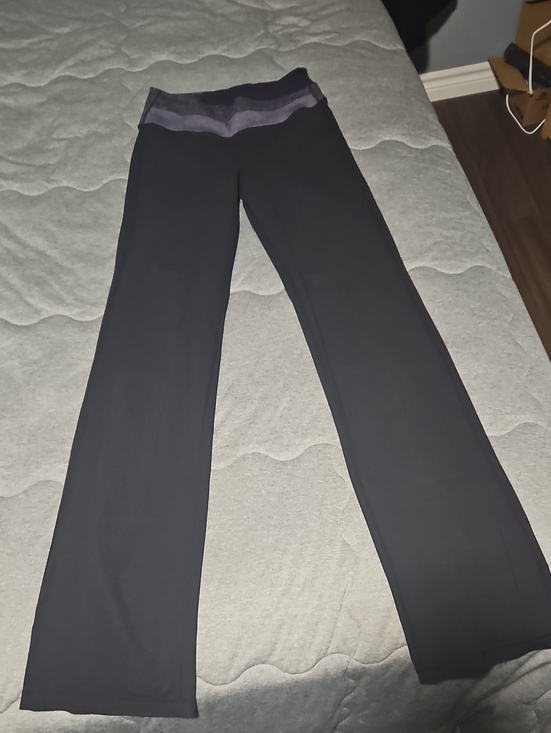 lululemon athletica Pants - lululemon athletica Black Boot-Cut Yoga Pants with Purple Foldover Waistband